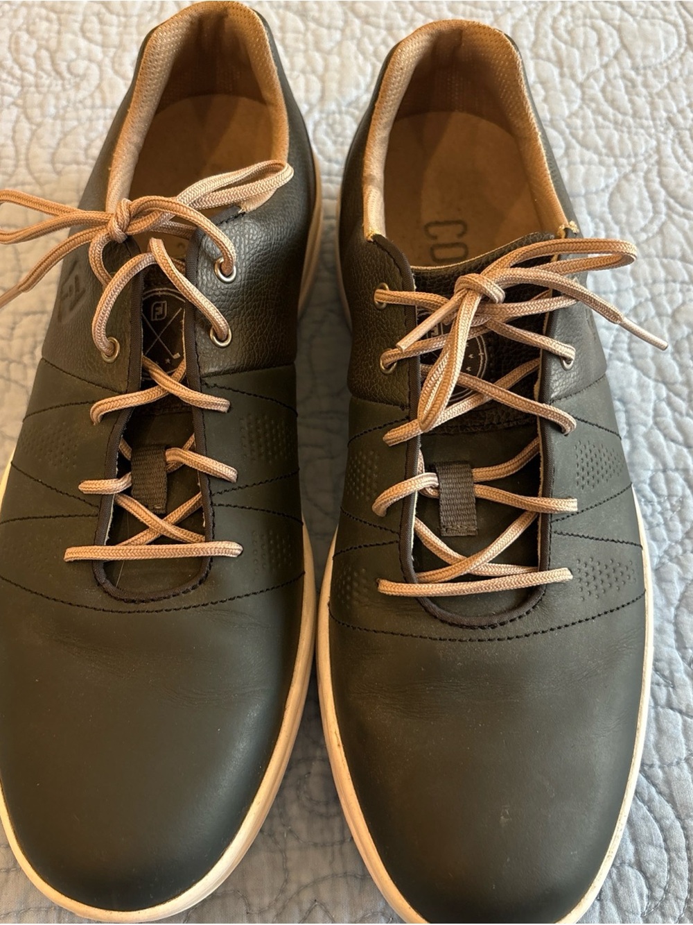 Footjoy Contour Mens 10 N Casual Black  Leather Spikeless Golf Shoes 54072